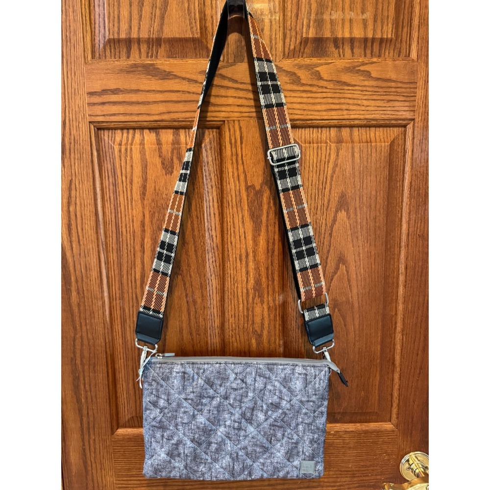 Ihkwip Triple Entry Quilted gray Crossbody With adjustable Strap zipper  pockets